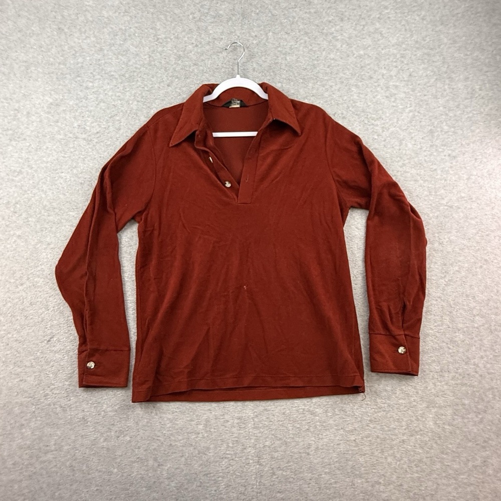 VINTAGE JC Penney Polo Shirt Men M Orange Terry Cloth 70s Retro‎ Rockabilly Mod
